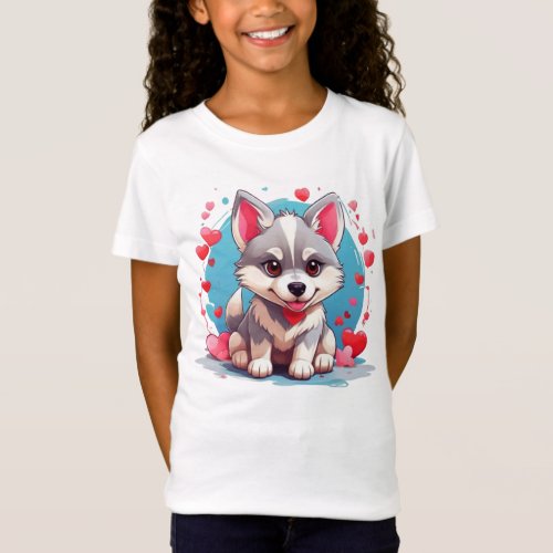 Husky Valentine Puppy T_Shirt