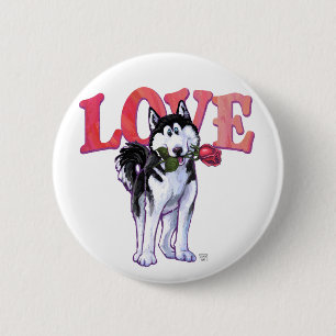 Husky Valentine's Day Button