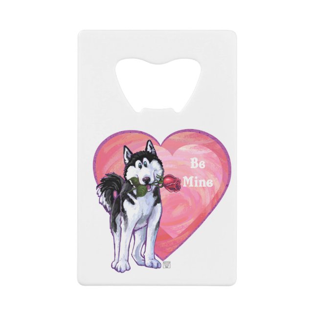 Husky Valentine's Day Credit Card Bottle Opener (Front)