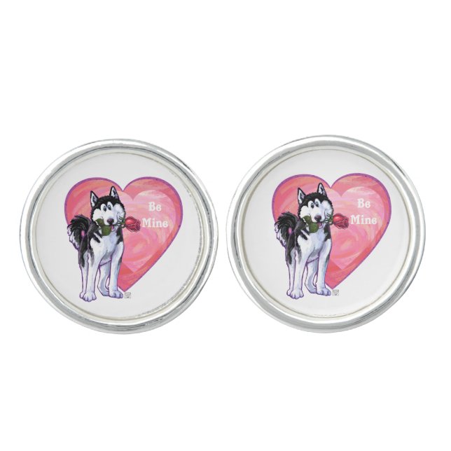 Husky Valentine's Day Cufflinks (Front)
