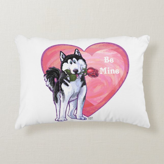 Husky Valentine's Day Decorative Pillow (Front)