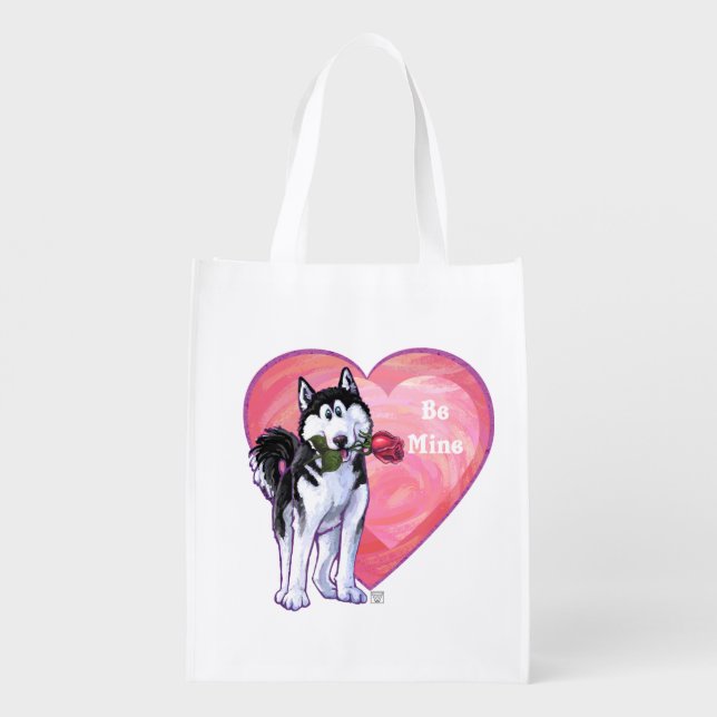 Husky Valentine's Day Grocery Bag (Back)