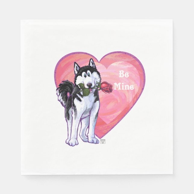 Husky Valentine's Day Napkins (Front)