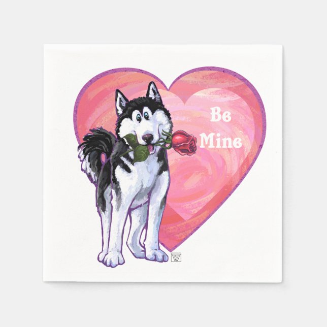 Husky Valentine's Day Napkins (Front)