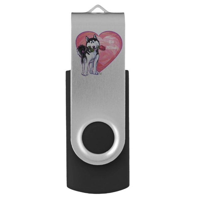Husky Valentine's Day USB Flash Drive (Front Vertical)