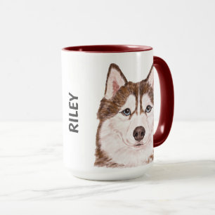 Husky Watercolor Personalized Mug