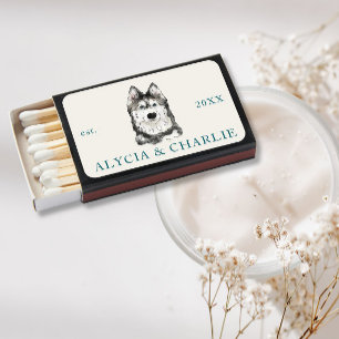 Husky watercolor Wedding Matchbox Favors Matchboxes