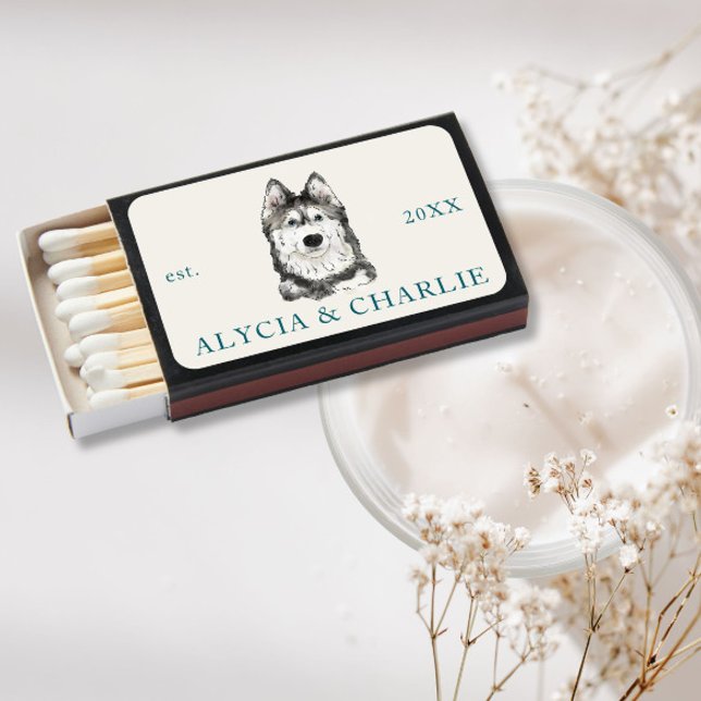 Husky watercolor Wedding Matchbox Favors Matchboxes (Creator Uploaded)