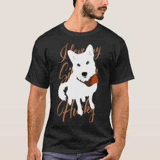 Husky White Brown Eyes Snow Dog T-Shirt