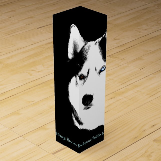 Husky Wine Box Custom Sled Dog Husky Box (Front)