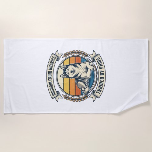 Husky Wisdom Shirt Vintage Engraving Dog Lover Des Beach Towel