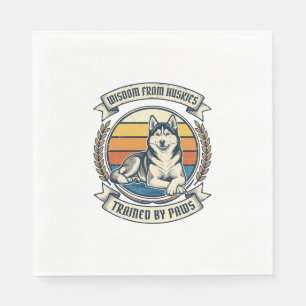 Husky Wisdom Shirt Vintage Engraving Dog Lover Des Napkins