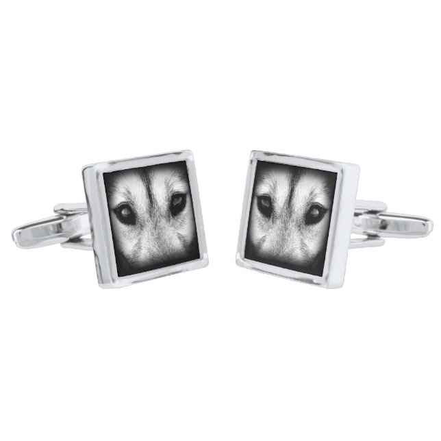 Husky Wolf Cufflinks Husky Pup Cufflinks (Angled)