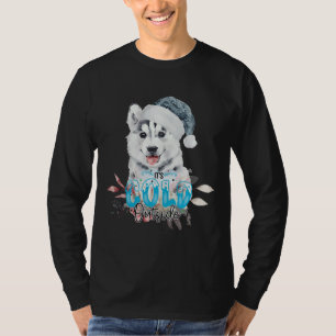 Husky Young With Bobble Hat For Christmas T-Shirt
