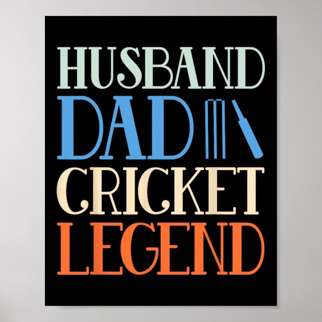 Husnd Dad Cricket Legend - Funny Cricket Player Co Poster (Front)