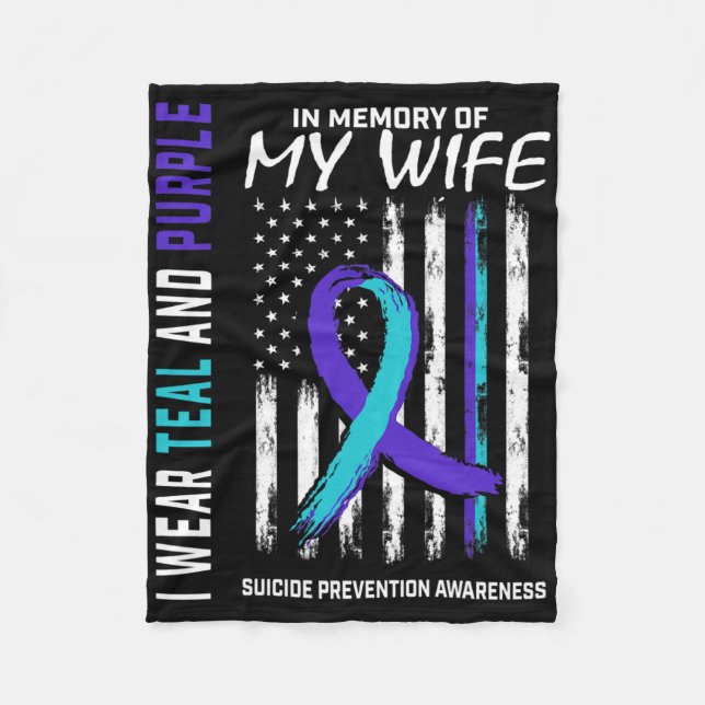 Husnd In Memory Of Wife Suicide Awareness Preventi Fleece Blanket (Front)
