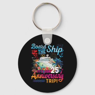 Husnd Wife 25th Marriage Anniversary Cruise Ship V Keychain