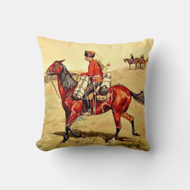 Hussar Russian Guard Corps, Remington painting Throw Pillow (Front)