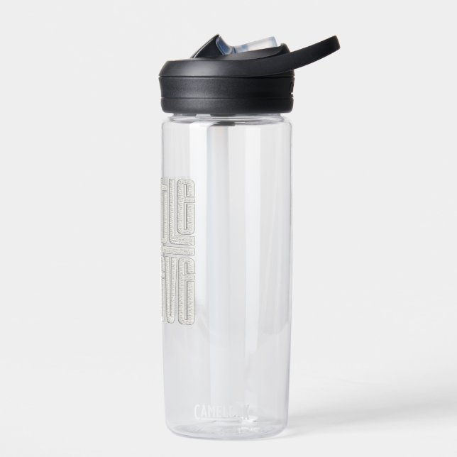 Hustle and Believe Motivational Embroidered Style  Water Bottle (Left)