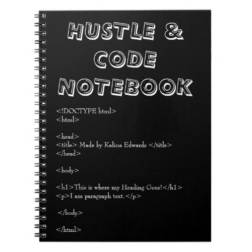 Hustle And Code Notebook