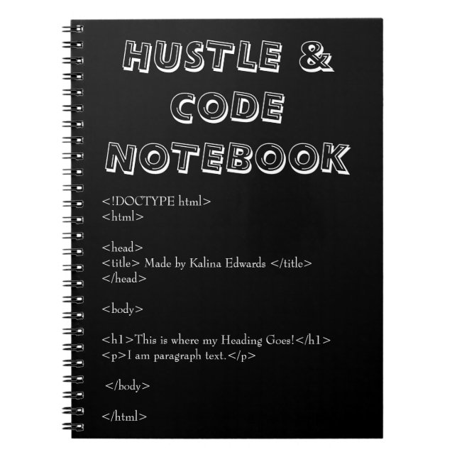Hustle And Code Notebook (Front)