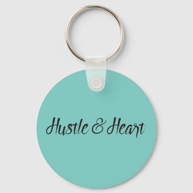 Hustle and Heart Typography Keychain (Front)