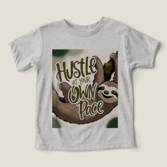 Hustle at Your Own Pace’ Sloth Graphic Toddler T-shirt (Design Front)