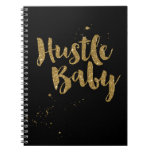 Hustle Baby Notebook, Gold Glitter Brush Script Notebook at Zazzle