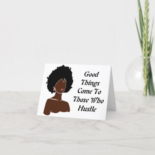 Hustle Black Woman Blank Note Card