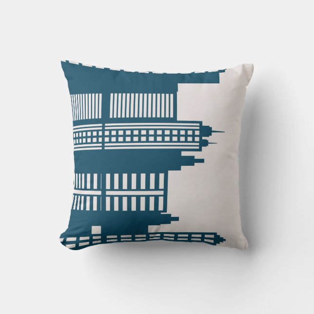 Hustle & Bustle Skyscrapers Blue Throw Pillow (Front)