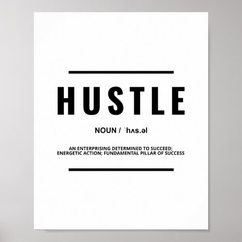 Hustle Definition  Motivational Quote Poster