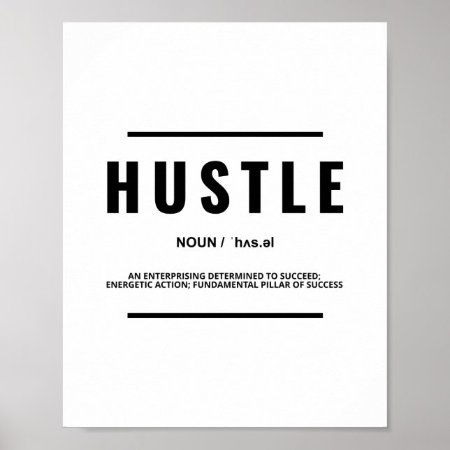 Hustle Definition | Motivational Quote Poster (Front)