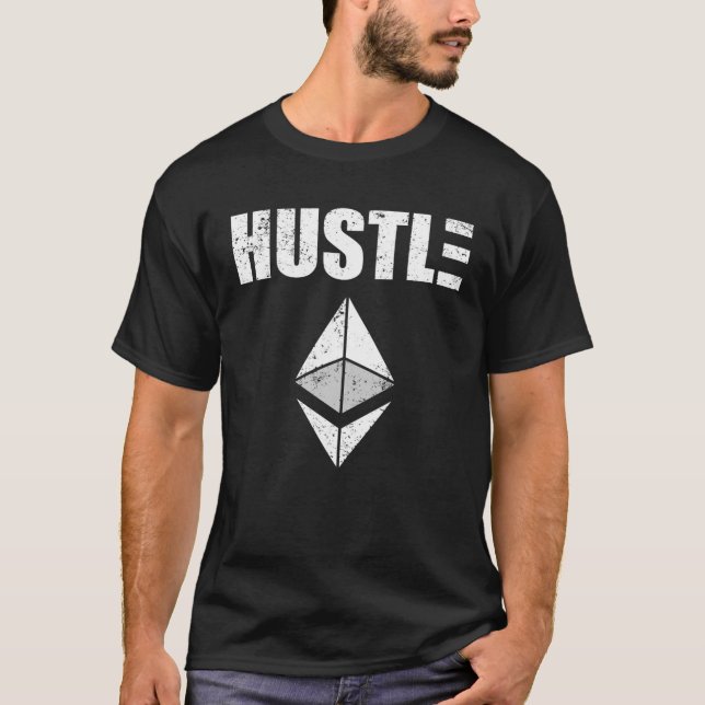 HUSTLE Ethereum Symbol Cryptocurrency NFT Artist G T-Shirt (Front)