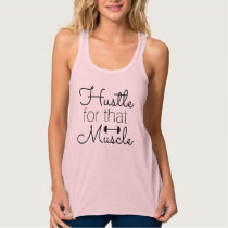 Hustle for that Muscle Black Dumbbell Workout Tank Top