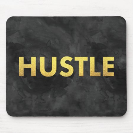 Hustle Gold Watercolor Modern Typography Mousepad