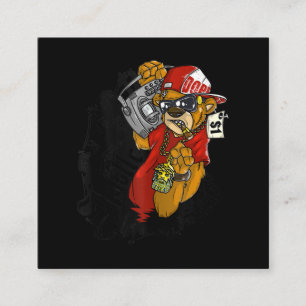 Hustle Hard Hip Hop Teddy Bear Gangster Rap Square Business Card