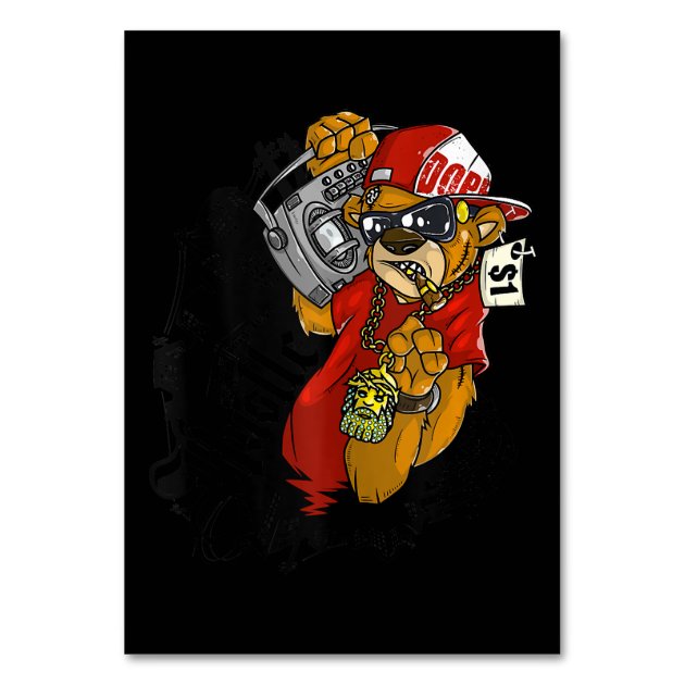 Hustle Hard Hip Hop Teddy Bear Gangster Rap Table Number | Zazzle