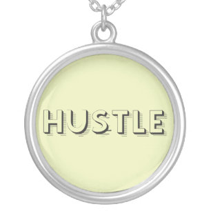 Hustle Modern Typography Silver Plated Necklace