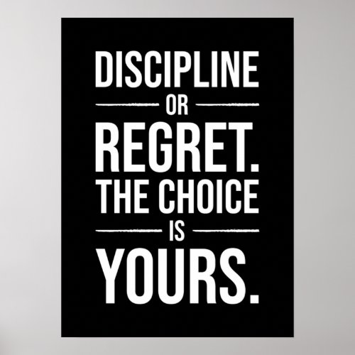 Hustle Motivation _ Discipline vs Regret Poster