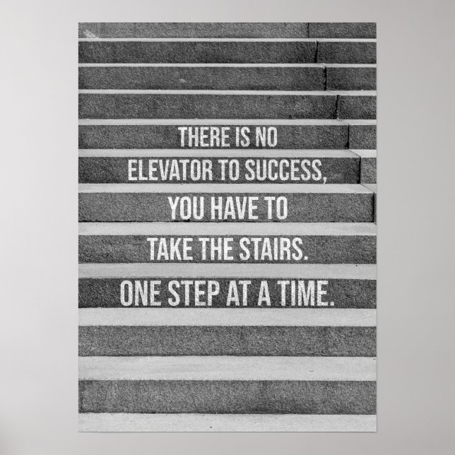 Hustle Motivation - No Elevator To Success Poster (Front)