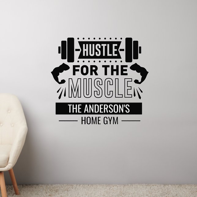 Hustle Muscle Workout Decal home Gym Fitness (Living Room 2)
