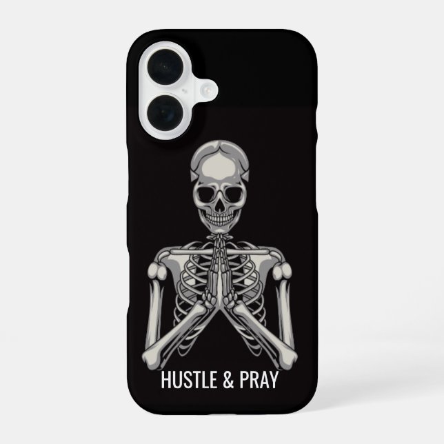 Hustle & Pray Skeleton iPhone Case (Back)