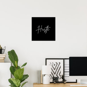 Hustle Quote Wall Art – Modern Minimal Poster