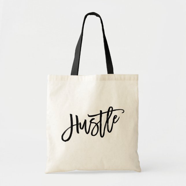 Hustle Trendy Lettering Tote Bag (Front)