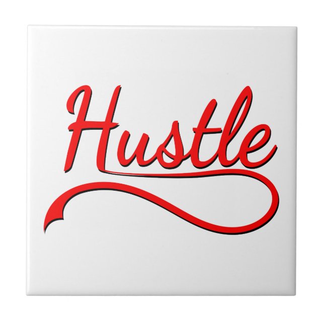 Hustle Typography Art Ceramic Tile (Front)