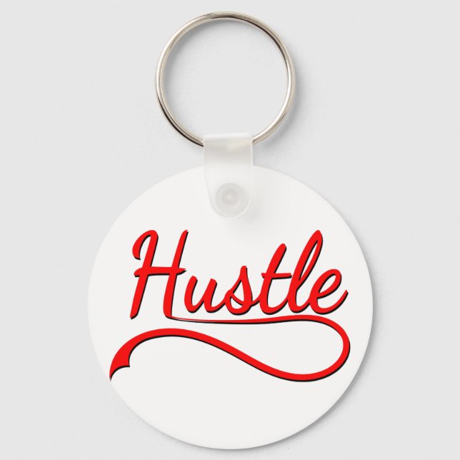 Hustle Typography Art Keychain (Front)