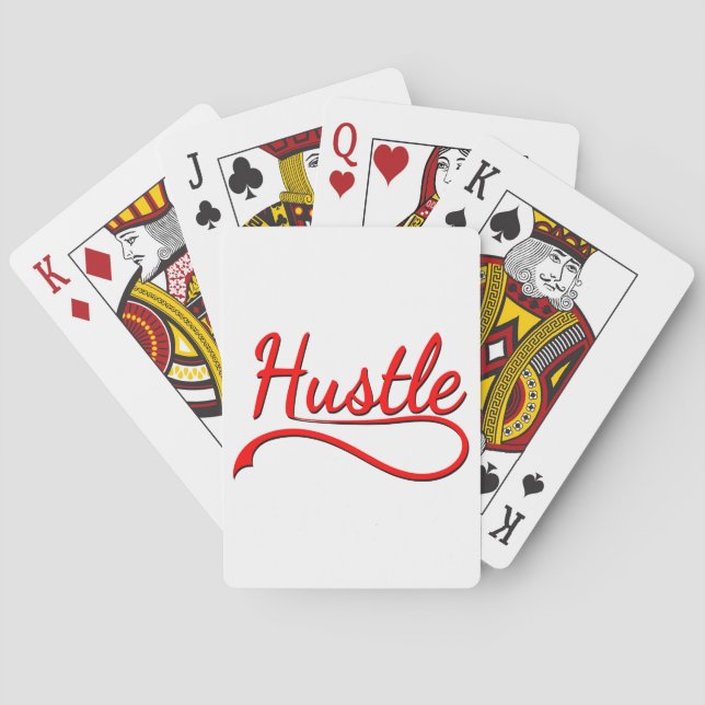 Hustle Typography Art Poker Cards (Back)