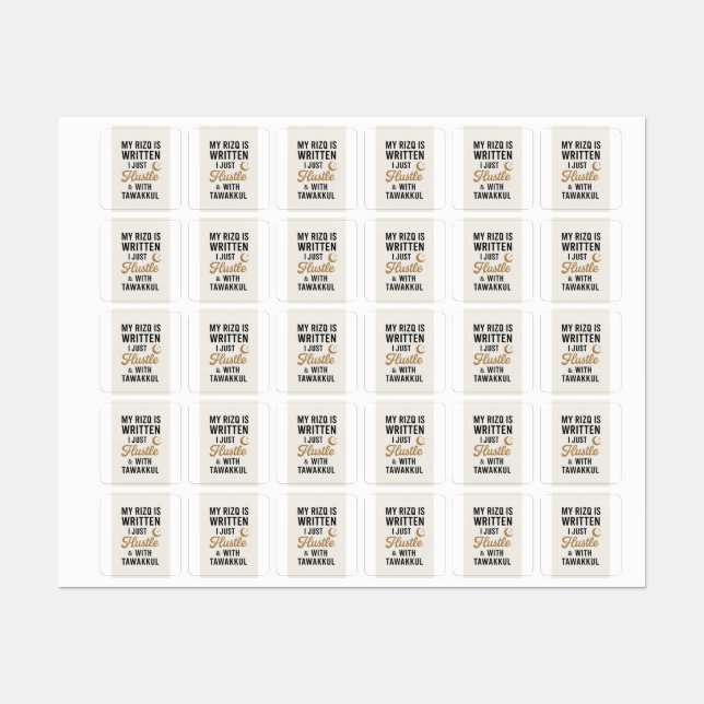 “Hustle with Tawakkul – Faith-Based Islamic Design Labels (Sheet)