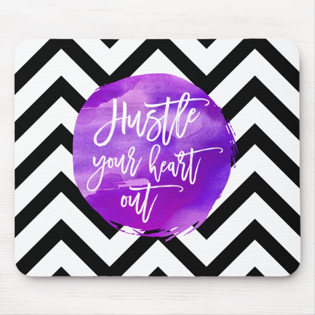Hustle Your Heart Out | Purple Watercolor Mouse Pad (Front)