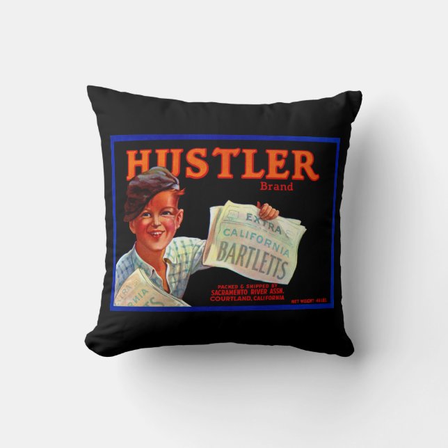 Hustler Bartletts Throw Pillow (Front)